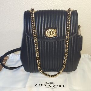Coach Black Leather Quilting with Gold Tone Hardware